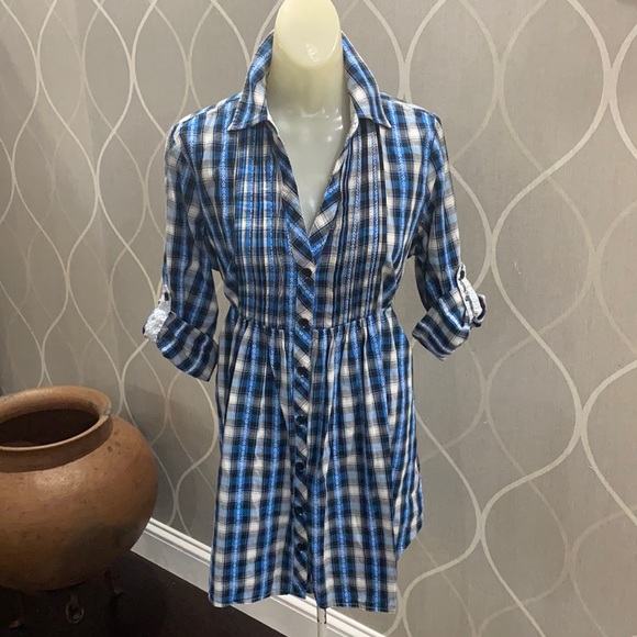 Roper Tops - Roper Blue Plaid Tunic Sz Lg